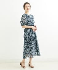 F1HGS08140 MK MICHEL KLEIN(小さいサイズ)(メゾン ドゥ サンク) 【小さいサイズ】花柄シフォンスカート/丈の長さが選べる/洗える ライトブルー