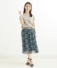 F1HGS08140 MK MICHEL KLEIN(小さいサイズ)(メゾン ドゥ サンク) 【小さいサイズ】花柄シフォンスカート/丈の長さが選べる/洗える ライトブルー