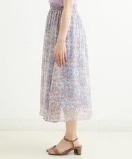F1HGS08140 MK MICHEL KLEIN(小さいサイズ)(メゾン ドゥ サンク) 【小さいサイズ】花柄シフォンスカート/丈の長さが選べる/洗える ライトブルー