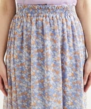 F1HGS08140 MK MICHEL KLEIN(小さいサイズ)(メゾン ドゥ サンク) 【小さいサイズ】花柄シフォンスカート/丈の長さが選べる/洗える ライトブルー