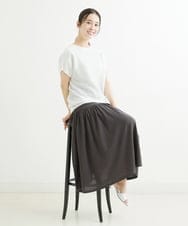 F1HGS09120 MK MICHEL KLEIN(小さいサイズ)(メゾン ドゥ サンク) 【小さいサイズ】ティアード切り替えデザインスカート/洗える ピンク