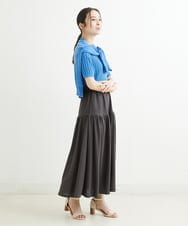 F1HGS09120 MK MICHEL KLEIN(小さいサイズ)(メゾン ドゥ サンク) 【小さいサイズ】ティアード切り替えデザインスカート/洗える ピンク