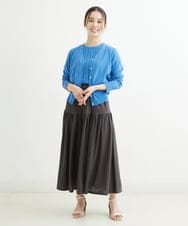 F1HGS09120 MK MICHEL KLEIN(小さいサイズ)(メゾン ドゥ サンク) 【小さいサイズ】ティアード切り替えデザインスカート/洗える ピンク