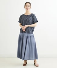 F1HGS09120 MK MICHEL KLEIN(小さいサイズ)(メゾン ドゥ サンク) 【小さいサイズ】ティアード切り替えデザインスカート/洗える ピンク