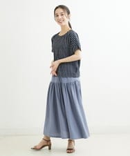 F1HGS09120 MK MICHEL KLEIN(小さいサイズ)(メゾン ドゥ サンク) 【小さいサイズ】ティアード切り替えデザインスカート/洗える ピンク
