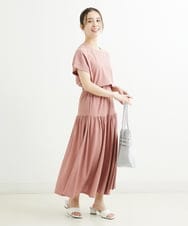 F1HGS09120 MK MICHEL KLEIN(小さいサイズ)(メゾン ドゥ サンク) 【小さいサイズ】ティアード切り替えデザインスカート/洗える ピンク