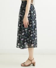 F1HGS09140 MK MICHEL KLEIN(小さいサイズ)(メゾン ドゥ サンク) 【小さいサイズ】花柄シフォンスカート/丈の長さが選べる/洗える ライトブルー