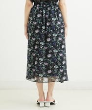 F1HGS09140 MK MICHEL KLEIN(小さいサイズ)(メゾン ドゥ サンク) 【小さいサイズ】花柄シフォンスカート/丈の長さが選べる/洗える ライトブルー
