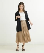 F1HGS38170 MK MICHEL KLEIN(小さいサイズ)(メゾン ドゥ サンク) 【小さいサイズ】レースプリーツスカート/洗える ネイビー
