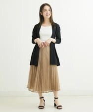 F1HGS38170 MK MICHEL KLEIN(小さいサイズ)(メゾン ドゥ サンク) 【小さいサイズ】レースプリーツスカート/洗える ネイビー