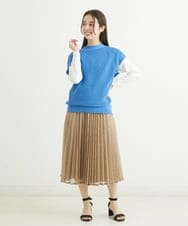 F1HGS38170 MK MICHEL KLEIN(小さいサイズ)(メゾン ドゥ サンク) 【小さいサイズ】レースプリーツスカート/洗える ネイビー