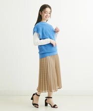 F1HGS38170 MK MICHEL KLEIN(小さいサイズ)(メゾン ドゥ サンク) 【小さいサイズ】レースプリーツスカート/洗える ネイビー