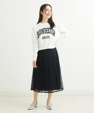F1HGS38170 MK MICHEL KLEIN(小さいサイズ)(メゾン ドゥ サンク) 【小さいサイズ】レースプリーツスカート/洗える ネイビー