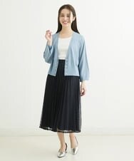 F1HGS38170 MK MICHEL KLEIN(小さいサイズ)(メゾン ドゥ サンク) 【小さいサイズ】レースプリーツスカート/洗える ネイビー
