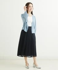 F1HGS38170 MK MICHEL KLEIN(小さいサイズ)(メゾン ドゥ サンク) 【小さいサイズ】レースプリーツスカート/洗える ネイビー