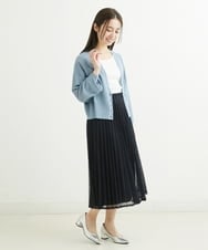 F1HGS38170 MK MICHEL KLEIN(小さいサイズ)(メゾン ドゥ サンク) 【小さいサイズ】レースプリーツスカート/洗える ネイビー