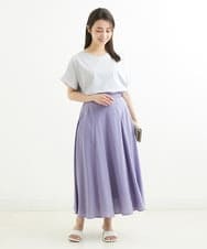 F1HGS52150 MK MICHEL KLEIN(小さいサイズ)(メゾン ドゥ サンク) 【小さいサイズ】ボリュームロングスカート/洗える パープル