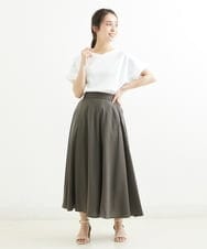 F1HGS52150 MK MICHEL KLEIN(小さいサイズ)(メゾン ドゥ サンク) 【小さいサイズ】ボリュームロングスカート/洗える パープル