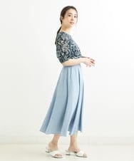 F1HGS58150 MK MICHEL KLEIN(小さいサイズ)(メゾン ドゥ サンク) 【小さいサイズ】ボリュームフレアスカート/洗える ライトブルー