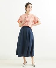F1HGS58150 MK MICHEL KLEIN(小さいサイズ)(メゾン ドゥ サンク) 【小さいサイズ】ボリュームフレアスカート/洗える ライトブルー