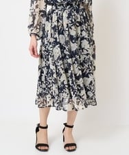 F1HGV04140 MK MICHEL KLEIN(小さいサイズ)(メゾン ドゥ サンク) 【小さいサイズ】花柄シフォンスカート/丈の長さが選べる/洗える ブルー