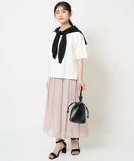F1HHA06140 MK MICHEL KLEIN(小さいサイズ)(メゾン ドゥ サンク) 【小さいサイズ】スクエアドット柄シフォンスカート/丈の長さが選べる/洗える/セットアップ対応 ネイビー