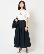 F1HHA60150 MK MICHEL KLEIN(小さいサイズ)(メゾン ドゥ サンク) 【小さいサイズ】タックフレアースカート/撥水/UVカット/洗える ネイビー