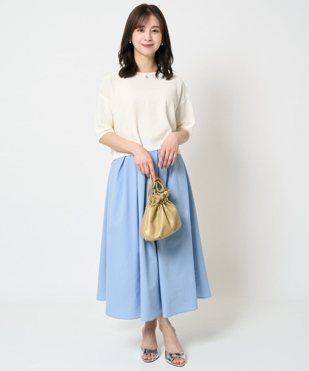 F1HHA60150 MK MICHEL KLEIN(小さいサイズ)(メゾン ドゥ サンク) 【小さいサイズ】タックフレアースカート/撥水/UVカット/洗える ネイビー