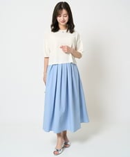F1HHA60150 MK MICHEL KLEIN(小さいサイズ)(メゾン ドゥ サンク) 【小さいサイズ】タックフレアースカート/撥水/UVカット/洗える ネイビー