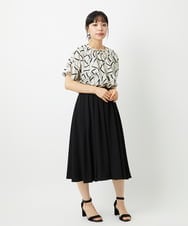 F1HHE68160 MK MICHEL KLEIN(小さいサイズ)(メゾン ドゥ サンク) 【小さいサイズ】[洗える]デシンミディ丈スカート ベージュ