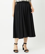 F1HHE68160 MK MICHEL KLEIN(小さいサイズ)(メゾン ドゥ サンク) 【小さいサイズ】[洗える]デシンミディ丈スカート ブラック