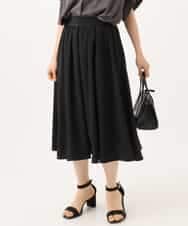 F1HHE68160 MK MICHEL KLEIN(小さいサイズ)(メゾン ドゥ サンク) 【小さいサイズ】[洗える]デシンミディ丈スカート ベージュ