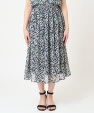 F1HHV01140 MK MICHEL KLEIN(小さいサイズ)(メゾン ドゥ サンク) 【小さいサイズ】小花柄シフォンフレアスカート/丈の長さが選べる/セットアップ対応/洗える イエロー