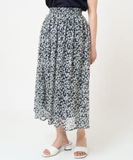 F1HHV01140 MK MICHEL KLEIN(小さいサイズ)(メゾン ドゥ サンク) 【小さいサイズ】小花柄シフォンフレアスカート/丈の長さが選べる/セットアップ対応/洗える イエロー
