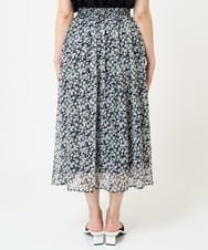 F1HHV01140 MK MICHEL KLEIN(小さいサイズ)(メゾン ドゥ サンク) 【小さいサイズ】小花柄シフォンフレアスカート/丈の長さが選べる/セットアップ対応/洗える イエロー