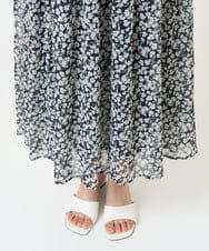 F1HHV01140 MK MICHEL KLEIN(小さいサイズ)(メゾン ドゥ サンク) 【小さいサイズ】小花柄シフォンフレアスカート/丈の長さが選べる/セットアップ対応/洗える イエロー