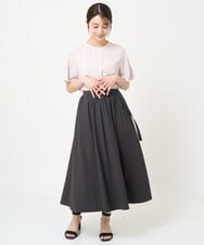 F1HHV02150 MK MICHEL KLEIN(小さいサイズ)(メゾン ドゥ サンク) 【小さいサイズ】ギャザーフレアスカート/接触冷感/速乾/洗える キャメル