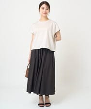 F1HHV02150 MK MICHEL KLEIN(小さいサイズ)(メゾン ドゥ サンク) 【小さいサイズ】ギャザーフレアスカート/接触冷感/速乾/洗える キャメル