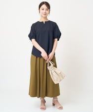 F1HHV02150 MK MICHEL KLEIN(小さいサイズ)(メゾン ドゥ サンク) 【小さいサイズ】ギャザーフレアスカート/接触冷感/速乾/洗える キャメル