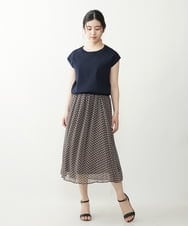 F1HIP04140 MK MICHEL KLEIN(小さいサイズ)(メゾン ドゥ サンク) 【小さいサイズ】幾何柄シフォンスカート/洗える マスタード