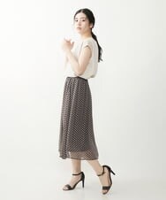 F1HIP04140 MK MICHEL KLEIN(小さいサイズ)(メゾン ドゥ サンク) 【小さいサイズ】幾何柄シフォンスカート/洗える マスタード