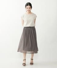 F1HIP04140 MK MICHEL KLEIN(小さいサイズ)(メゾン ドゥ サンク) 【小さいサイズ】幾何柄シフォンスカート/洗える マスタード
