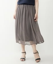 F1HIP04140 MK MICHEL KLEIN(小さいサイズ)(メゾン ドゥ サンク) 【小さいサイズ】幾何柄シフォンスカート/洗える マスタード