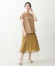 F1HIP04140 MK MICHEL KLEIN(小さいサイズ)(メゾン ドゥ サンク) 【小さいサイズ】幾何柄シフォンスカート/洗える マスタード