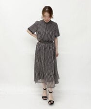 F1HIP04140 MK MICHEL KLEIN(小さいサイズ)(メゾン ドゥ サンク) 【小さいサイズ】幾何柄シフォンスカート/洗える マスタード