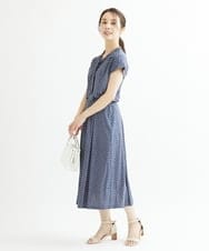 F1HIS02140 MK MICHEL KLEIN(小さいサイズ)(メゾン ドゥ サンク) 【小さいサイズ】柄ジャージータックフレアスカート/洗える ブルー