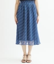 F1HIS03140 MK MICHEL KLEIN(小さいサイズ)(メゾン ドゥ サンク) 【小さいサイズ】チェック柄シフォンロングスカート/丈の長さが選べる/洗える ベージュ