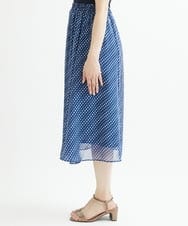F1HIS03140 MK MICHEL KLEIN(小さいサイズ)(メゾン ドゥ サンク) 【小さいサイズ】チェック柄シフォンロングスカート/丈の長さが選べる/洗える ベージュ