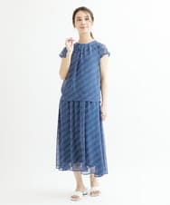 F1HIS03140 MK MICHEL KLEIN(小さいサイズ)(メゾン ドゥ サンク) 【小さいサイズ】チェック柄シフォンロングスカート/丈の長さが選べる/洗える ベージュ
