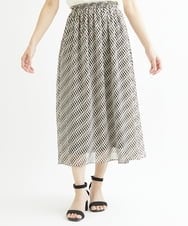 F1HIS03140 MK MICHEL KLEIN(小さいサイズ)(メゾン ドゥ サンク) 【小さいサイズ】チェック柄シフォンロングスカート/丈の長さが選べる/洗える ベージュ